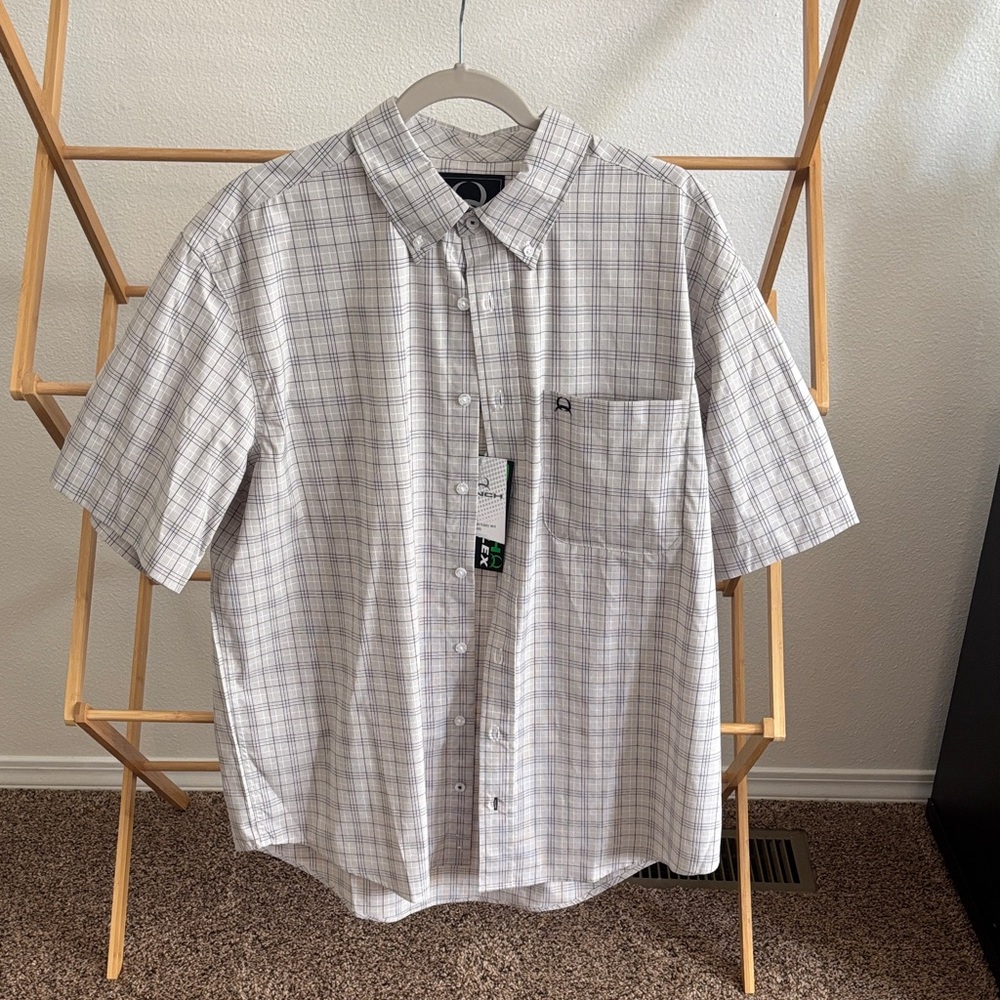 Cinch Men's Short-Sleeve Button-Down Shirt - Light Gray Plaid